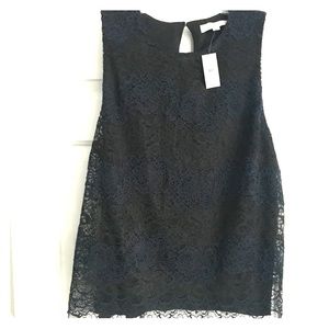 Loft sleeveless black and blue lace top